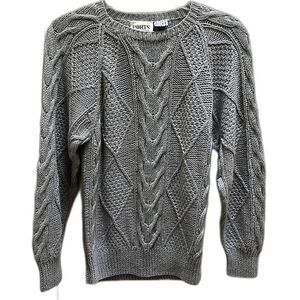 EUC Ports 1961 international Vintage 100% cotton cable knit gray Sweater Med